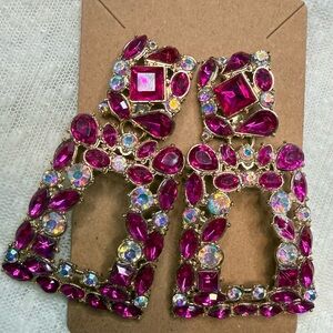 NWT Magenta and diamond tone crystal earrings. Lookfor my new line of earrings!